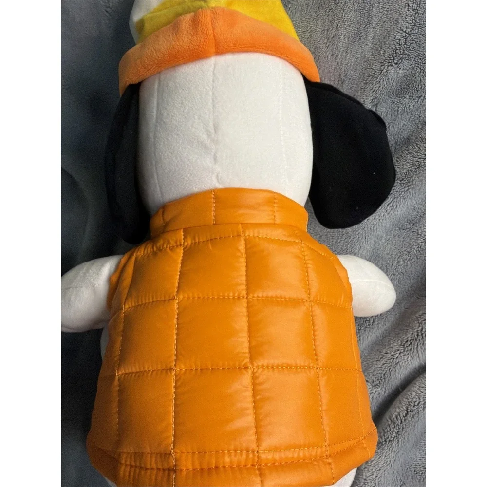 Peanuts Snoopy Orange Puffer Vest Fall  Candy Corn Beanie 14